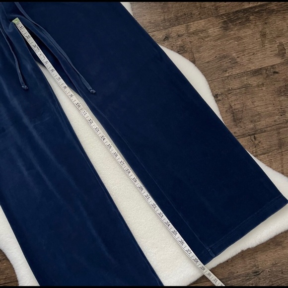 Vintage Juicy Couture Low Rise Velour Wide Leg Track Pants M Blue - Picture 11 of 11
